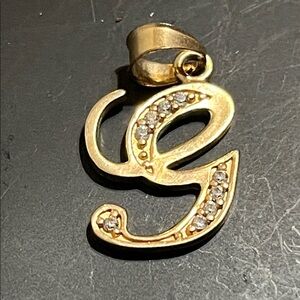 Gold Initial Pendant with Crystals